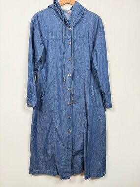 Mode Selvin Modest Hooded Denim Jacket, Zain Blue, 100% Cotton, Size 44